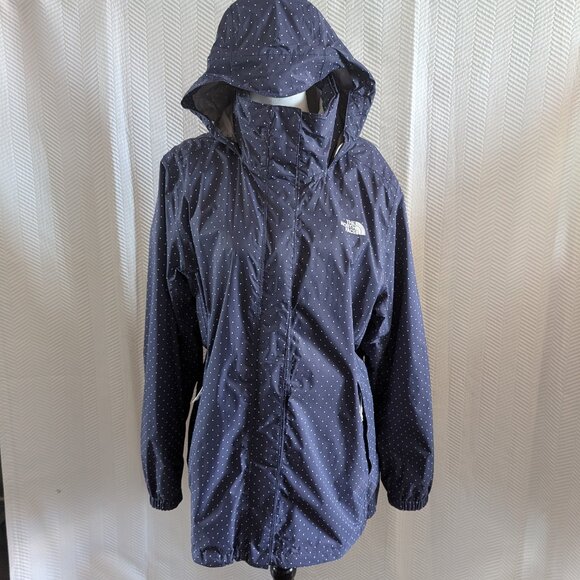 The North Face Resolve Polka Dot Rain Jacket Dryvent Navy White XL Athleisure - Picture 1 of 16